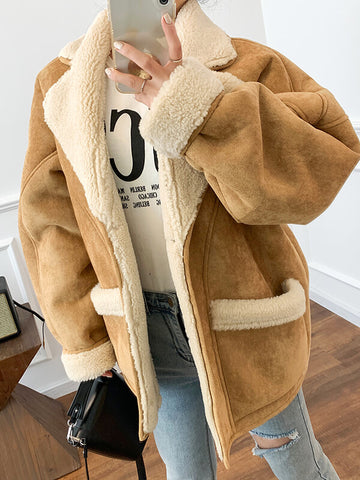 Airchics manteau aviateur doublé polaire boutonnage avec poches femme mode